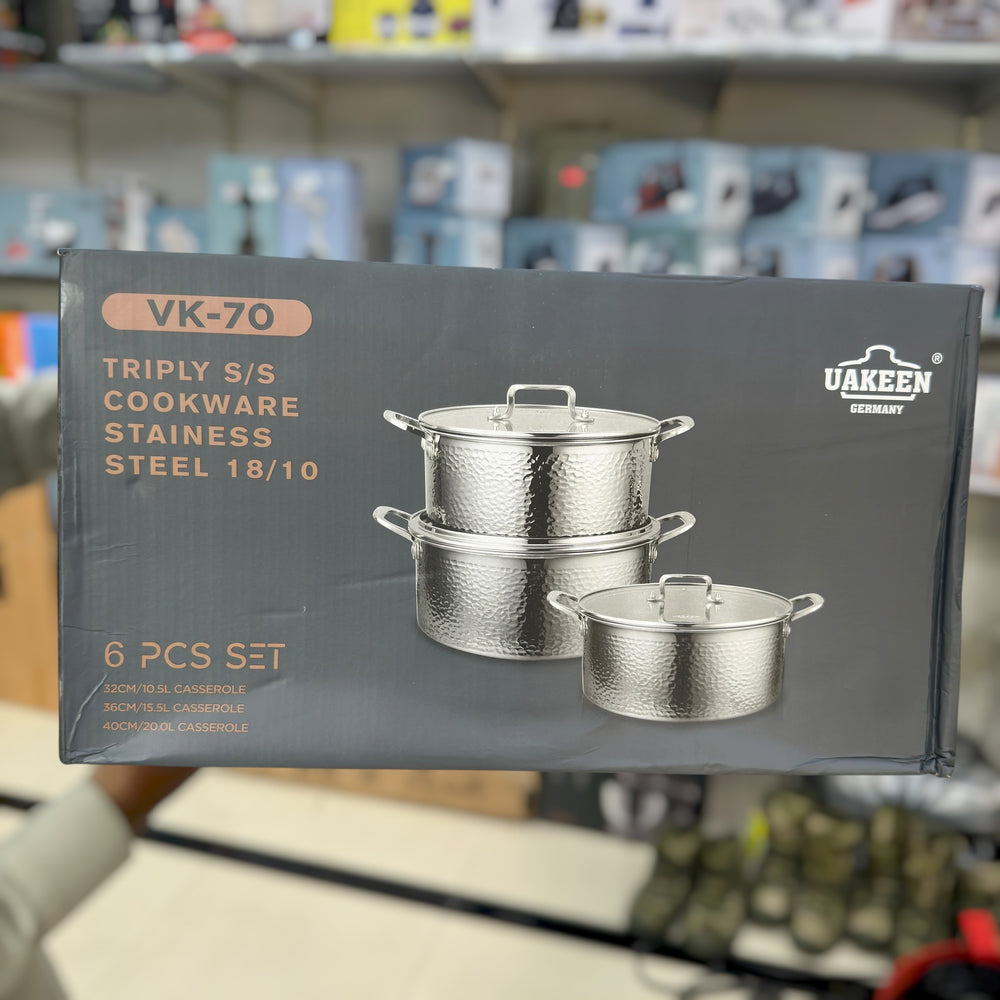 Uakeen 6pcs Triply Stainless Steel Cookware set VK-70
