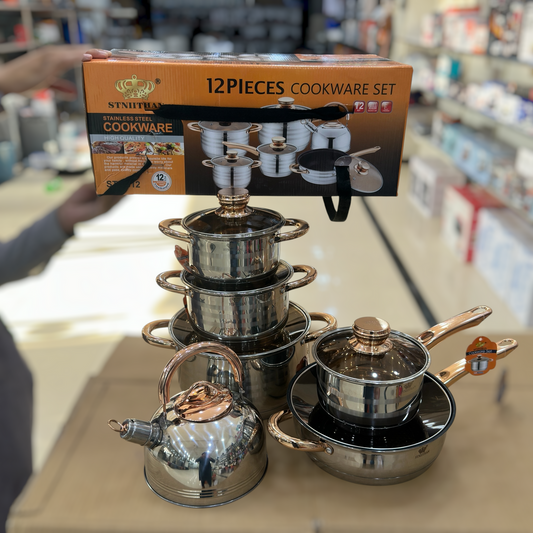 Stniithan 12Pcs Stainless Steel Cookware Set ST-5182
