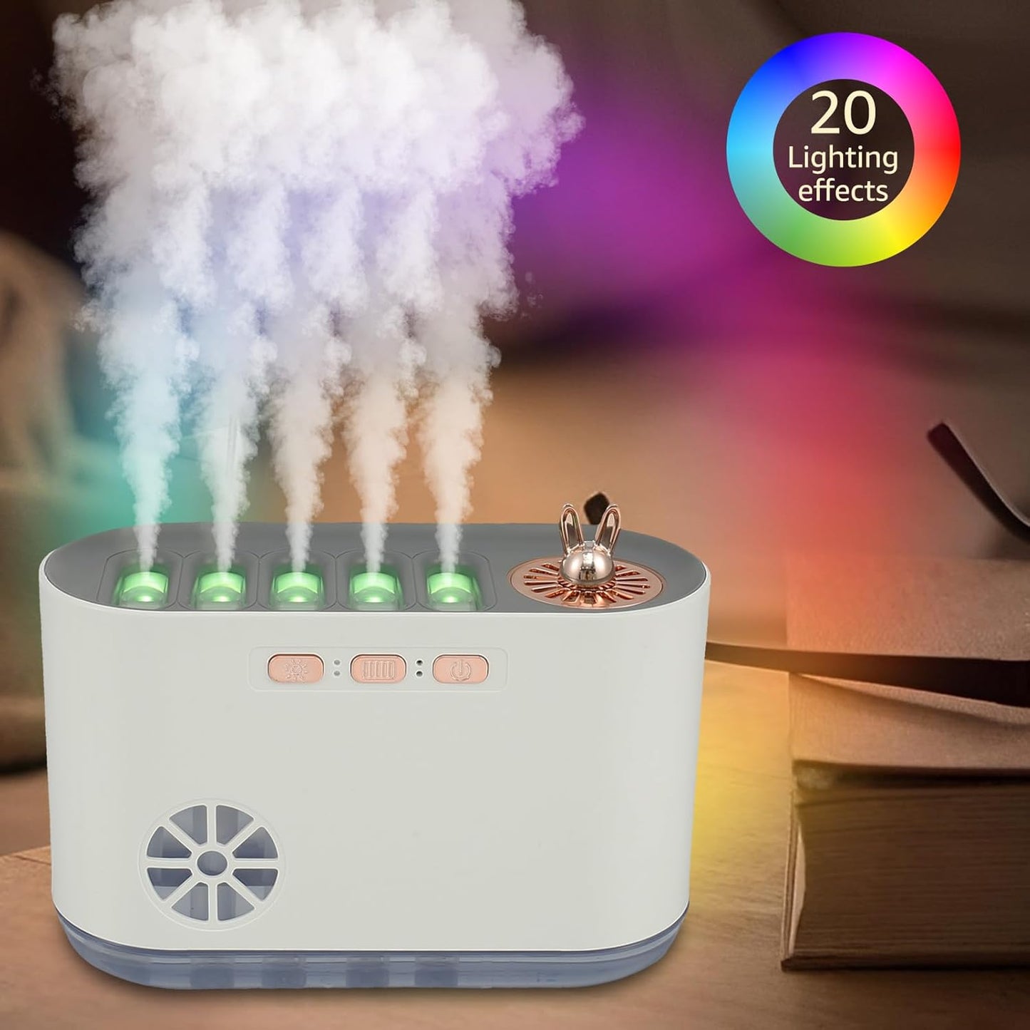 700ml & 20-Color LED Cool Mist Essential Oil Diffuser & Humidifier with 5 Mist Ports – Quiet Ultrasonic Aroma Diffuser with Auto Shut-Off for Home, Office, Bedroom, and Yoga Studio (20 Multi Colors)