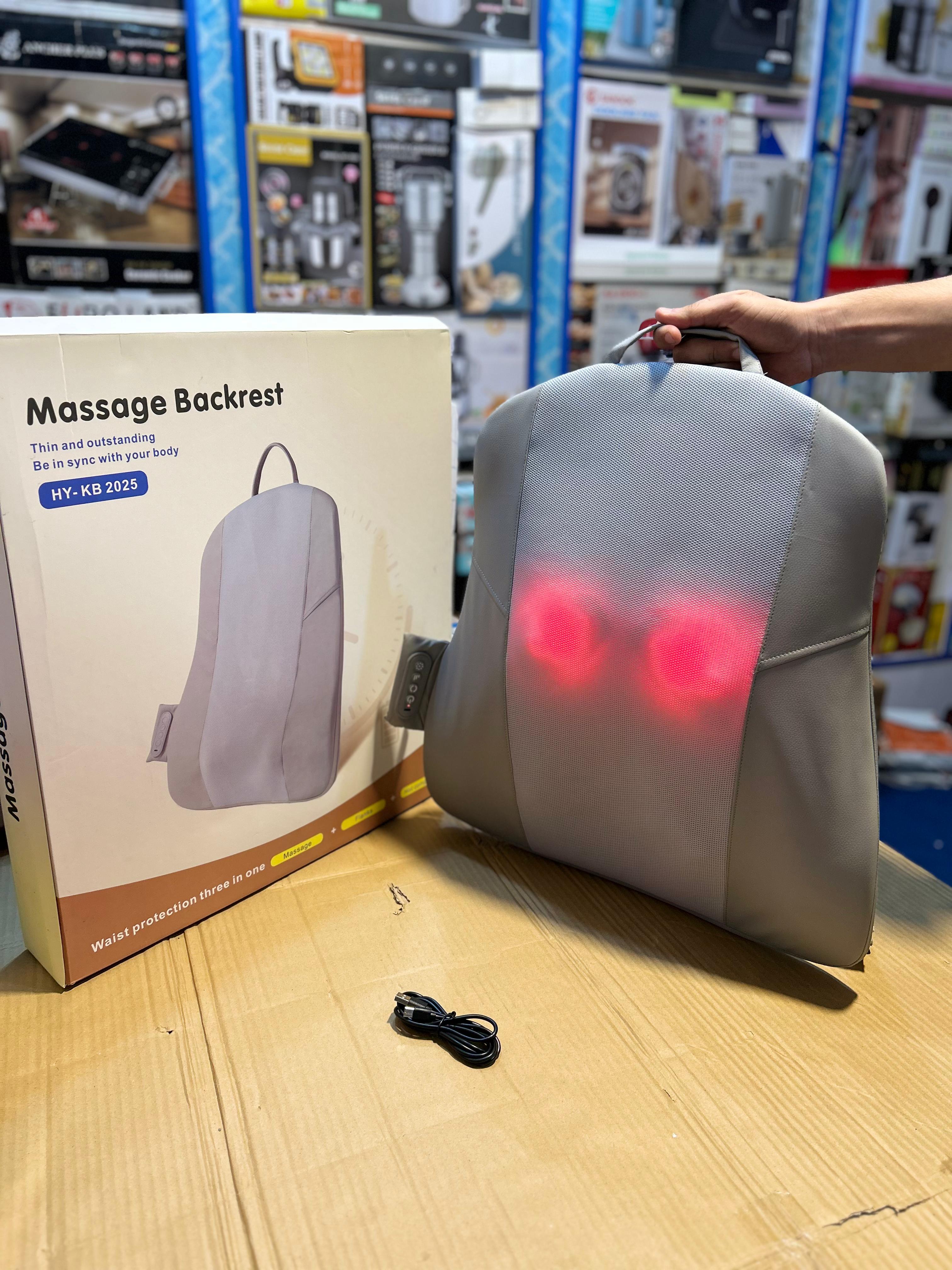 Rechargeable Massage Backrest – Lumbar Relief with Heat & Vibration