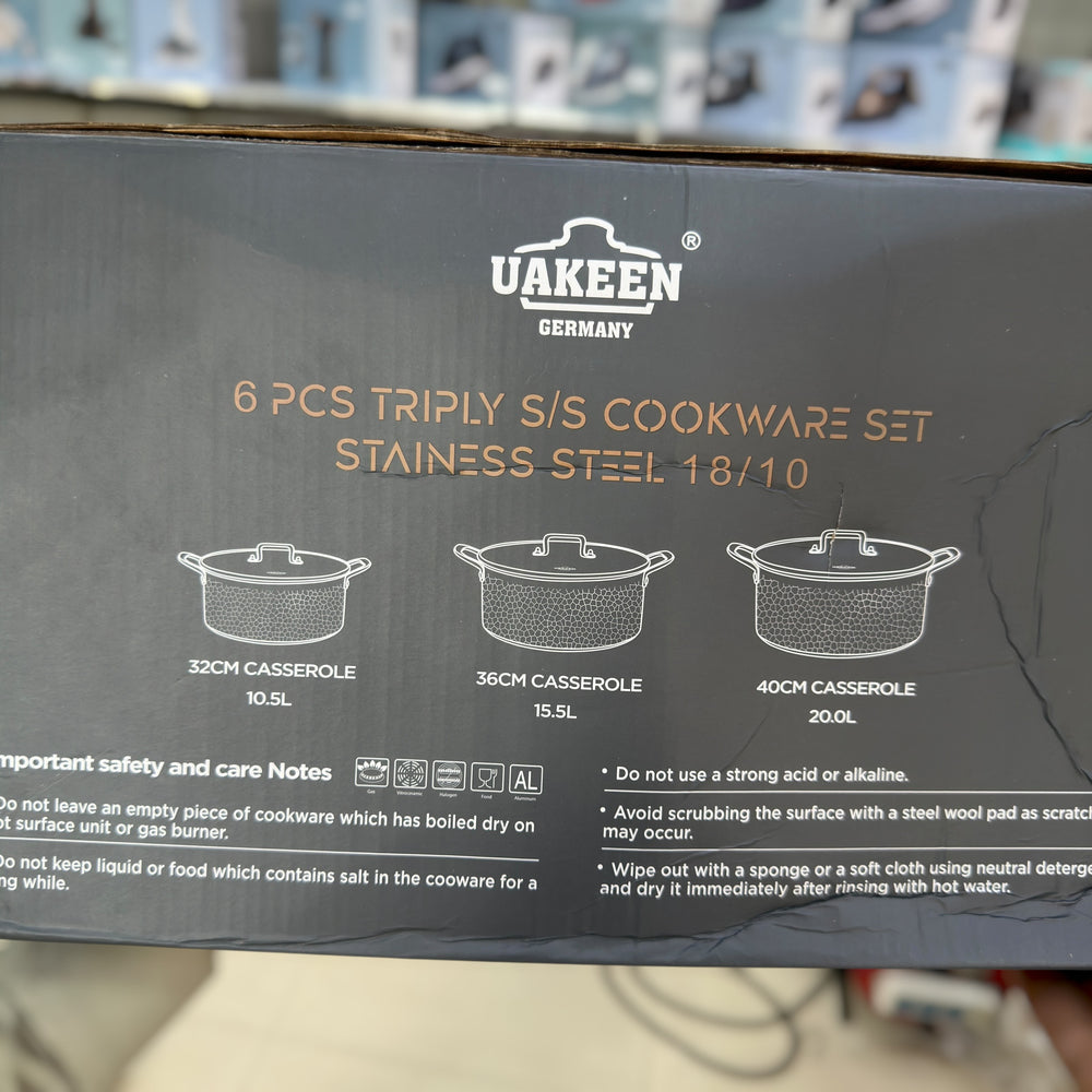 Uakeen 6pcs Triply Stainless Steel Cookware set VK-70