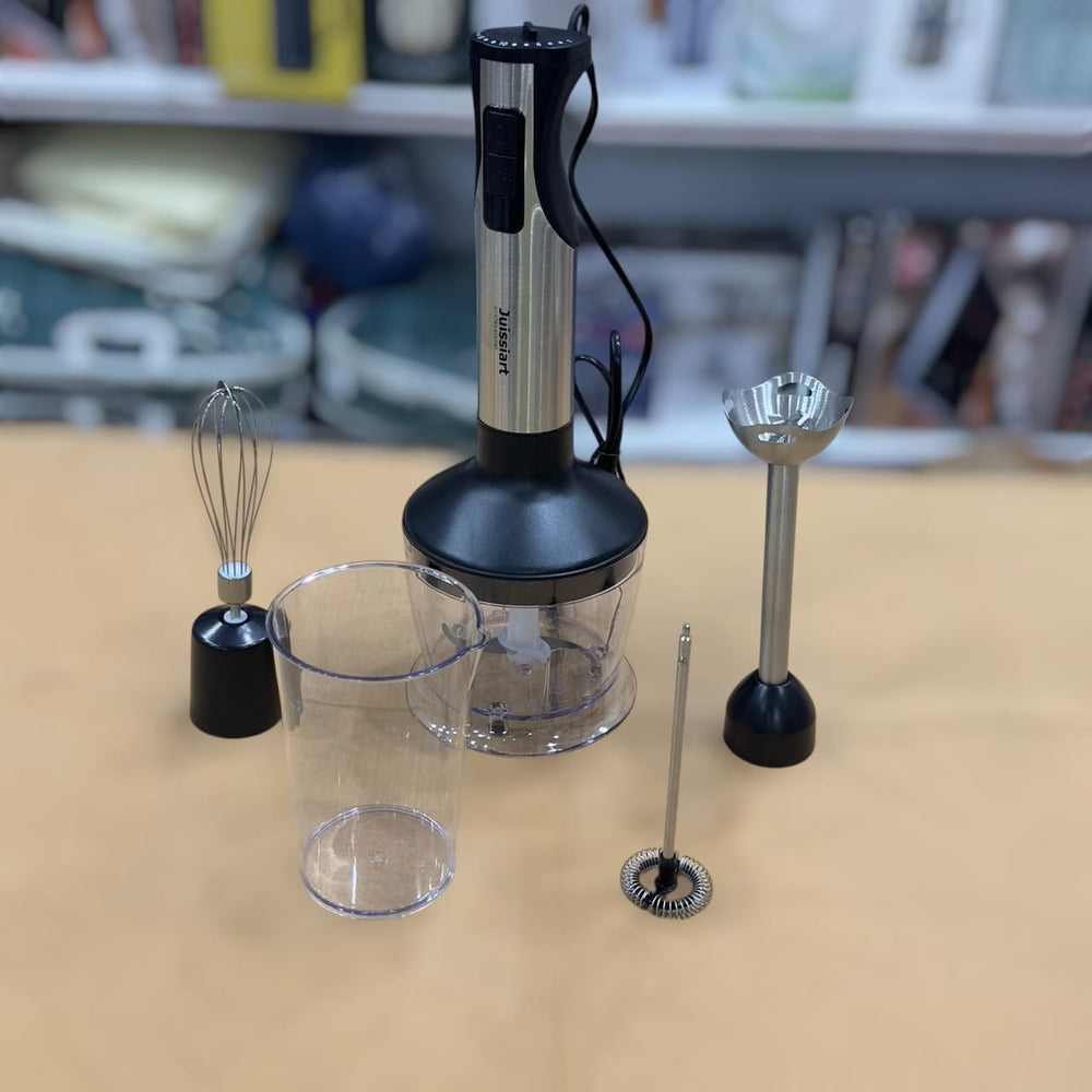 Juissiart 4 in 1 Hand Blender Set – Multifunctional Hand Blender with Chopper, Whisk & Beaker