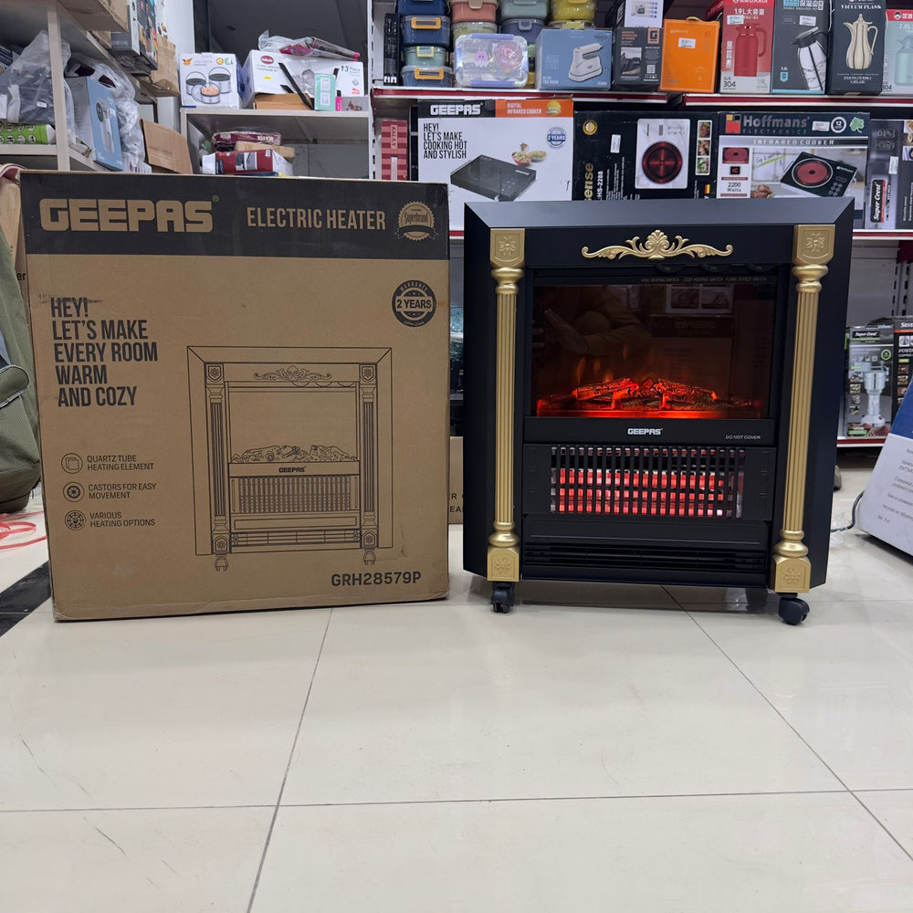 Geepas Quartz Tube Log Flame Effect Electric Heater 28579
