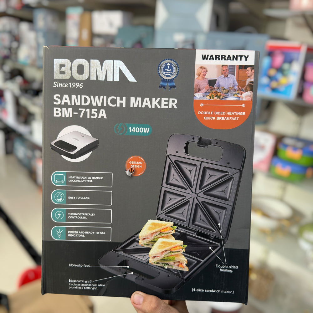 BM-715A Boma Electric Sandwich Grill | 4-Slice Fast Toasting for Home & Family