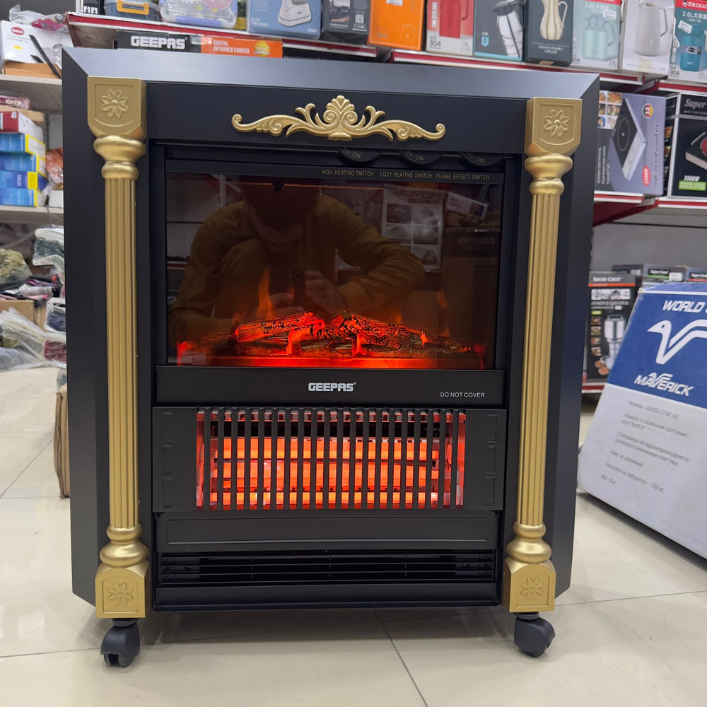 Geepas Quartz Tube Log Flame Effect Electric Heater 28579