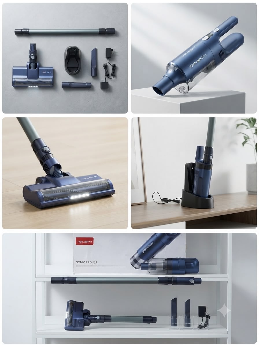 Sonic Pro X3 PerySmith Cordless Vacuum | Rechargeable Bagless Vacuum Cleaner
