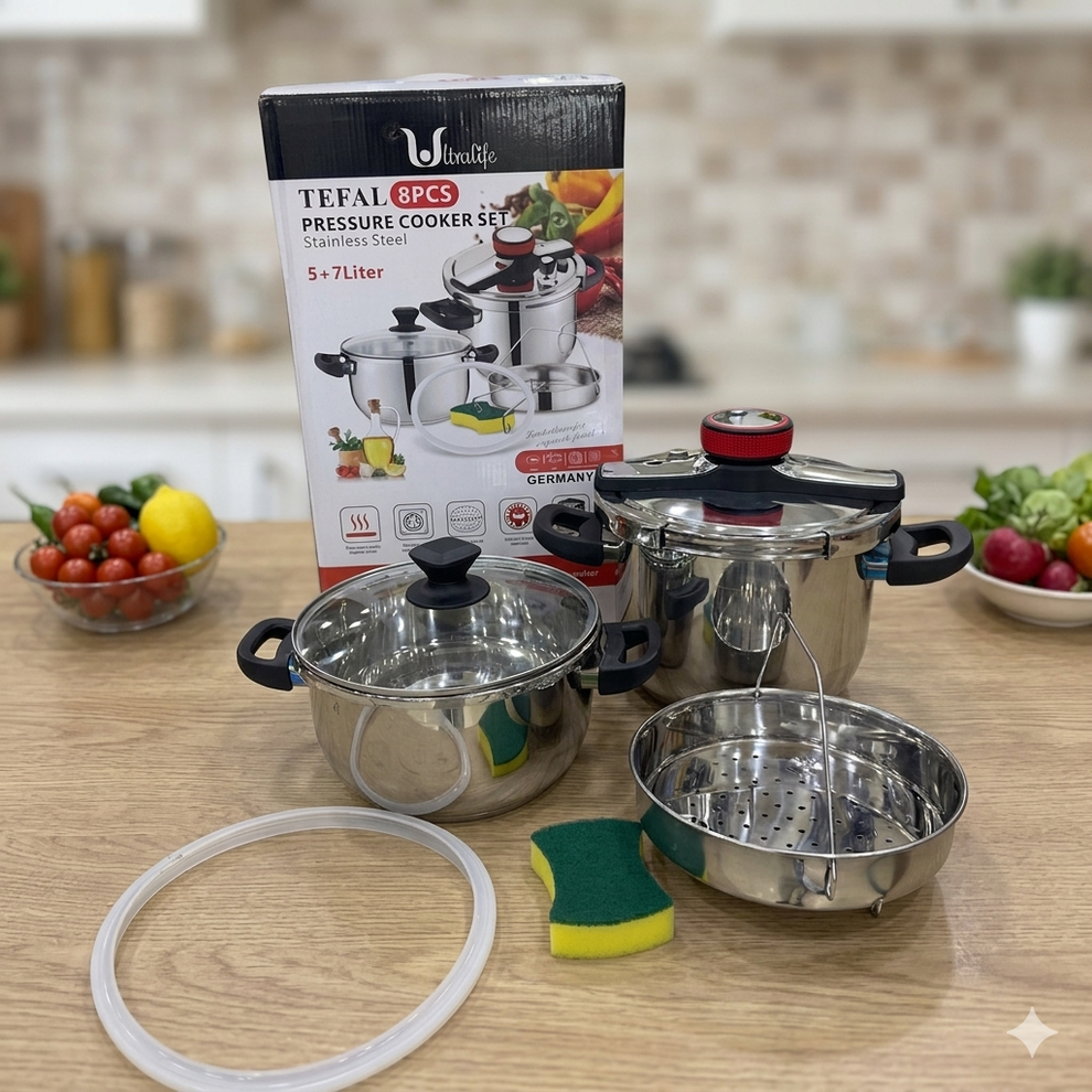 Tefal Stainless Steel 8pcs Pressure Cooker