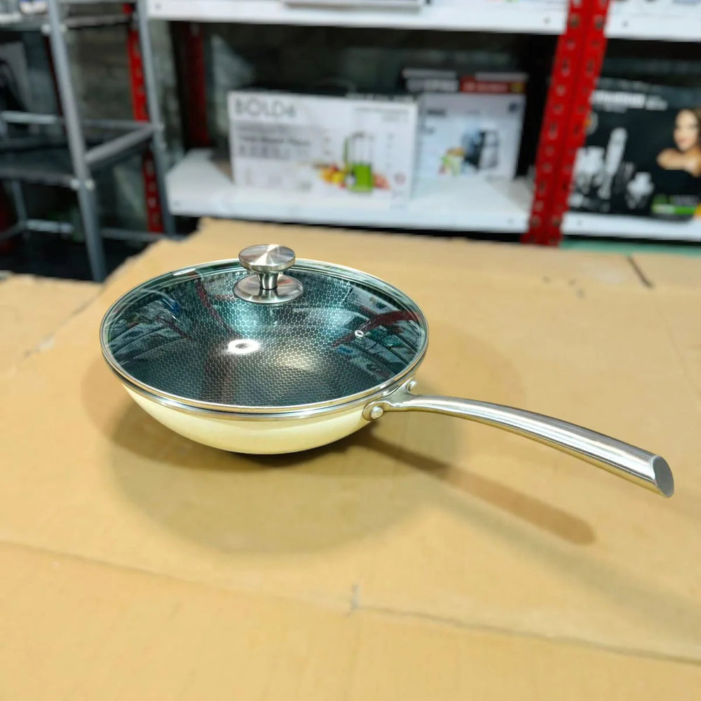 Laser Stainless Steel HoneyComb Wok/Pan 30cm