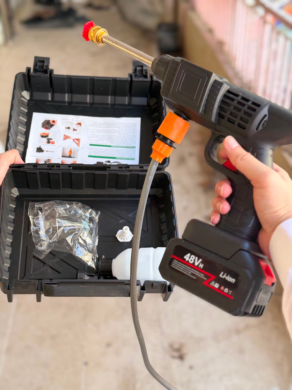48Vf Cordless High-Pressure Washer Kit – Portable Electric Spray Gun