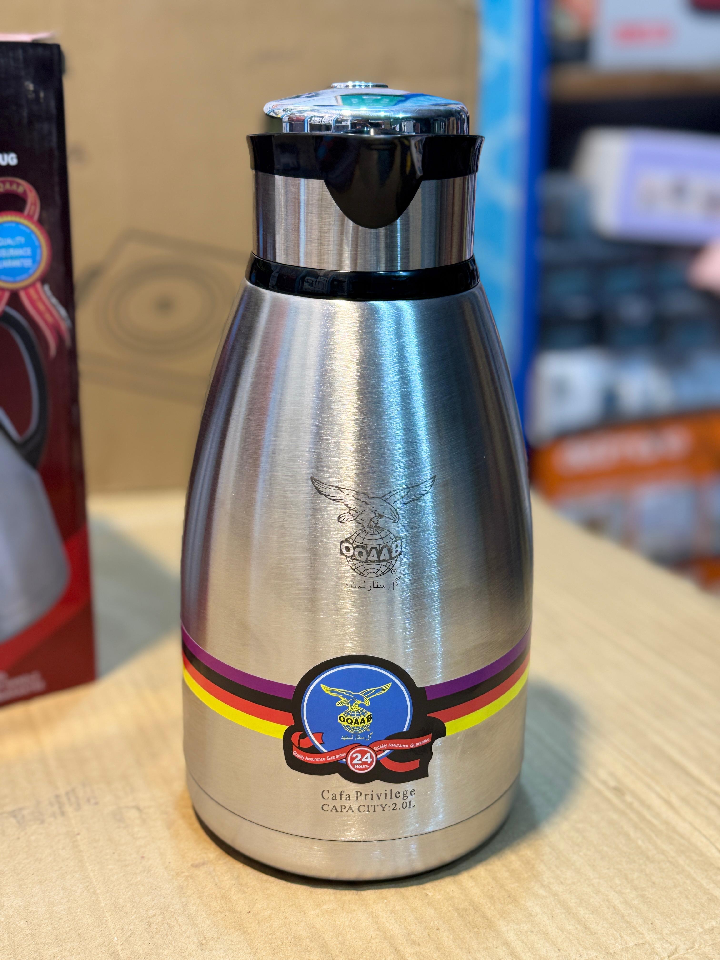 OQAAB Thermos 2L | Original Imported Vacuum Flask for Hot & Cold Drinks