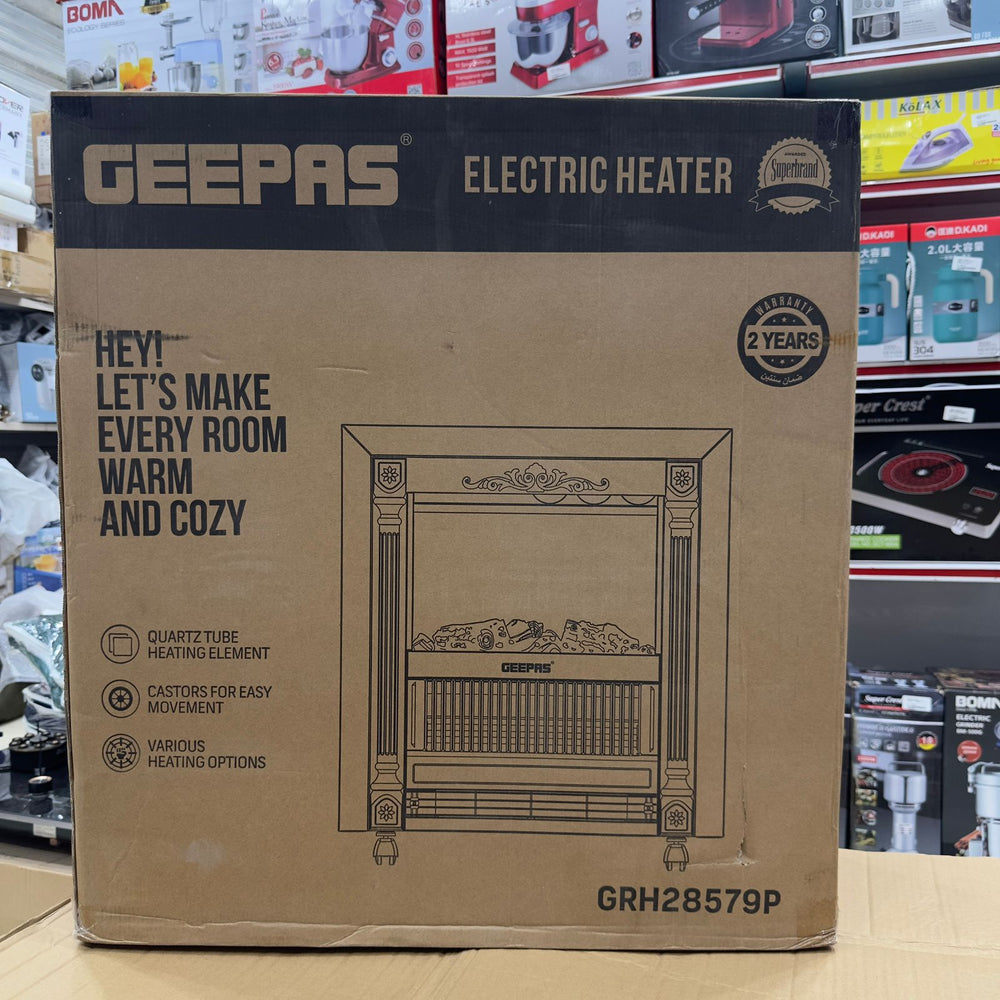 Geepas Quartz Tube Log Flame Effect Electric Heater 28579