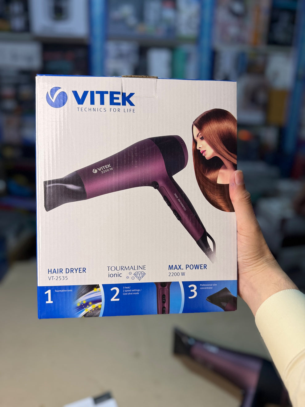 Vitek VT-2234 Hair Dryer - 2200W Max Power, Foldable Handle