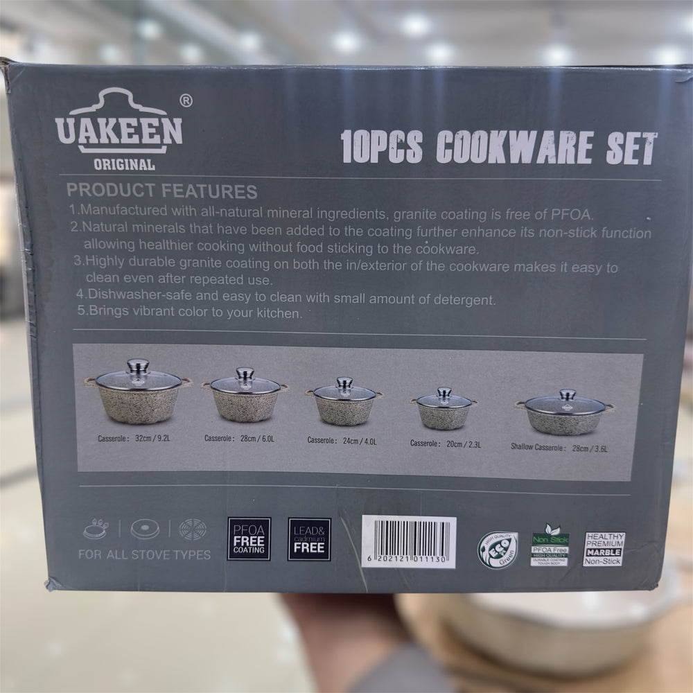 Uakeen 10pcs Granite Coating Cookware Set VK-540