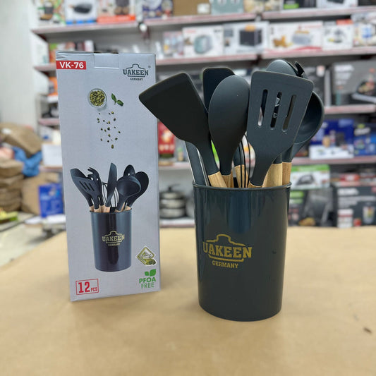 Uakeen 12Pcs Silicone Kitchen Spoon Set VK-76