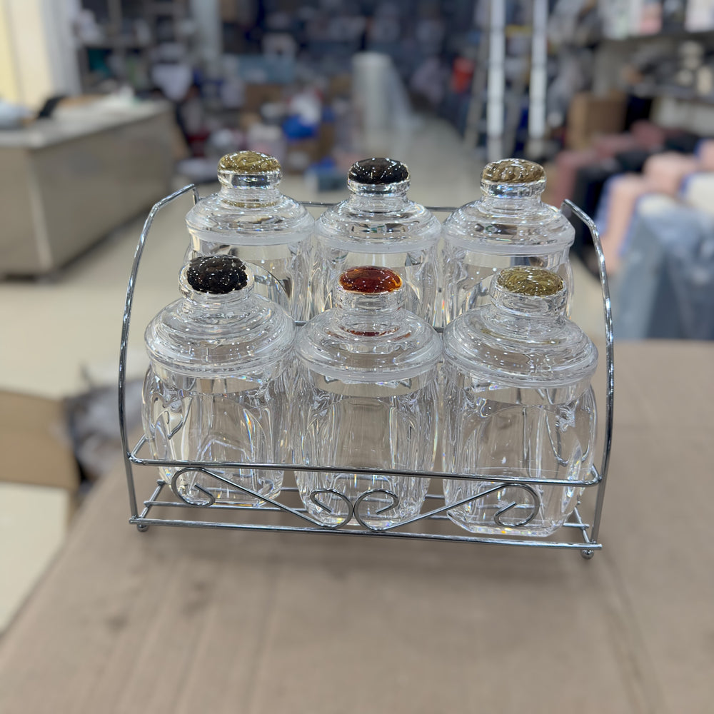 Imported 6pcs Acrylic Kitchen Spice Jar Set
