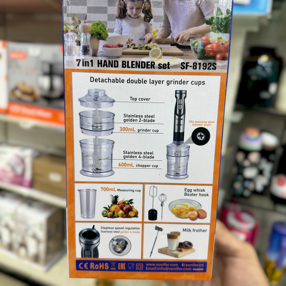 Sonifer 7-in-1 Hand Blender Set SF-8192S - 800W Pure Copper Motor