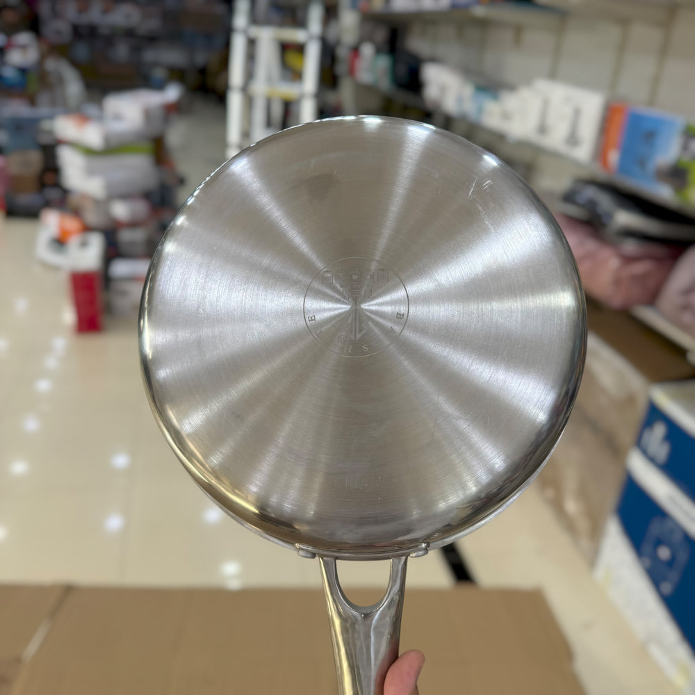Trip-ply Heavy Weighted Stainless Steel Frypan with Lid