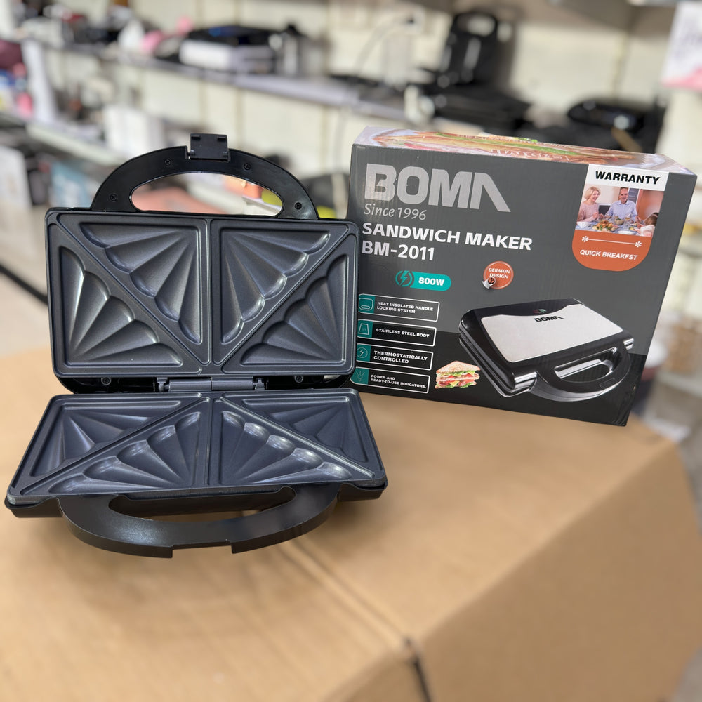 Boma 800W Sandwich Maker BM-2011 – Fast Heating Non-Stick Toastie Machine BM-2011 Boma Electric Sandwich Grill | 800 Watt Compact Breakfast Maker