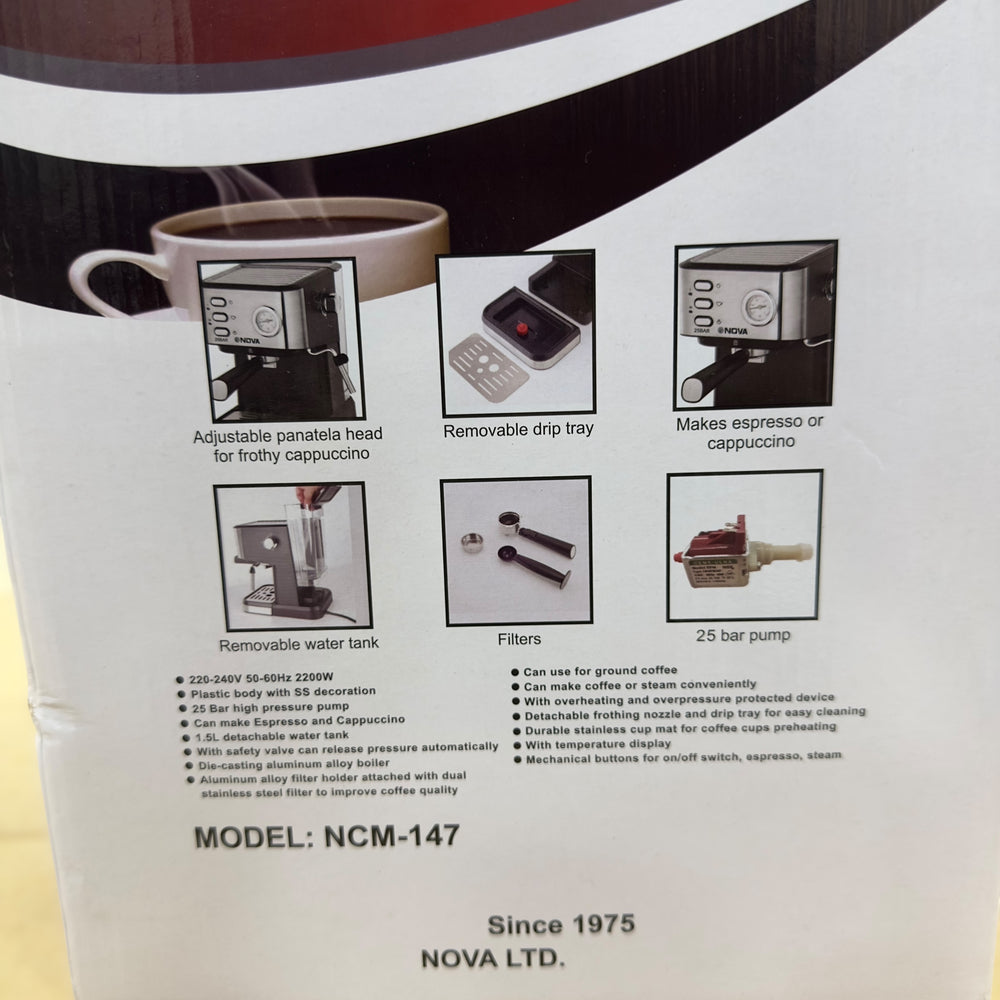 Nova Espresso & Cappuccino Coffee Machine NCM-147