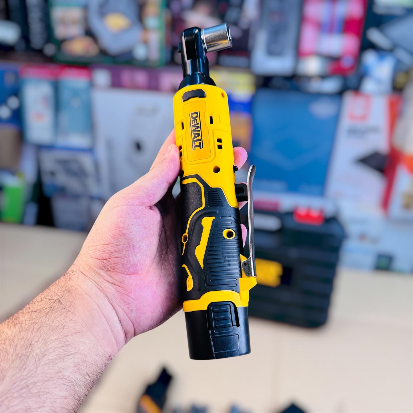 12V Lithium-Ion Cordless Ratchet Wrench – Low-Profile Slim Head Design Professional Cordless Power Ratchet 12V | Variable Speed Brushless Motor Tool