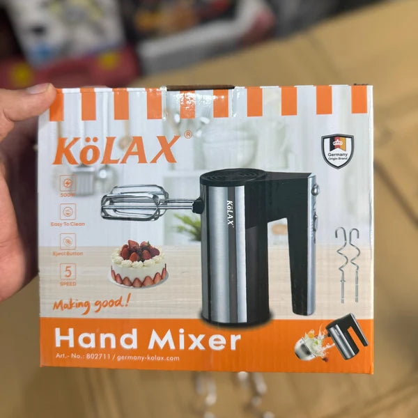 KoLAX Hand Mixer -802711 – 5 Speed Hand Mixer with Stainless Steel Beaters & Dough Hooks