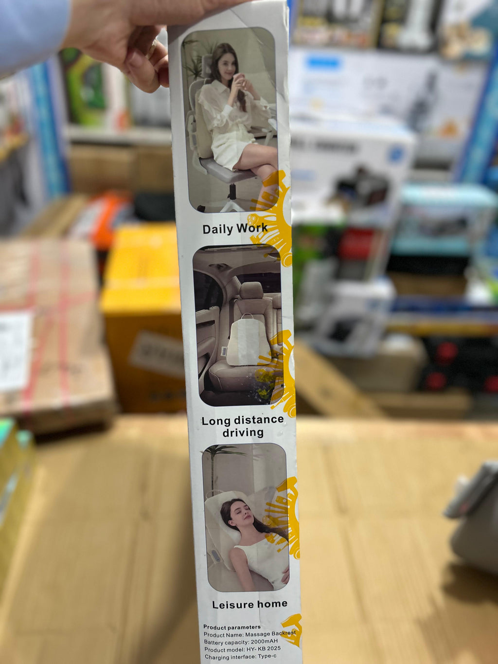 Rechargeable Massage Backrest – Lumbar Relief with Heat & Vibration