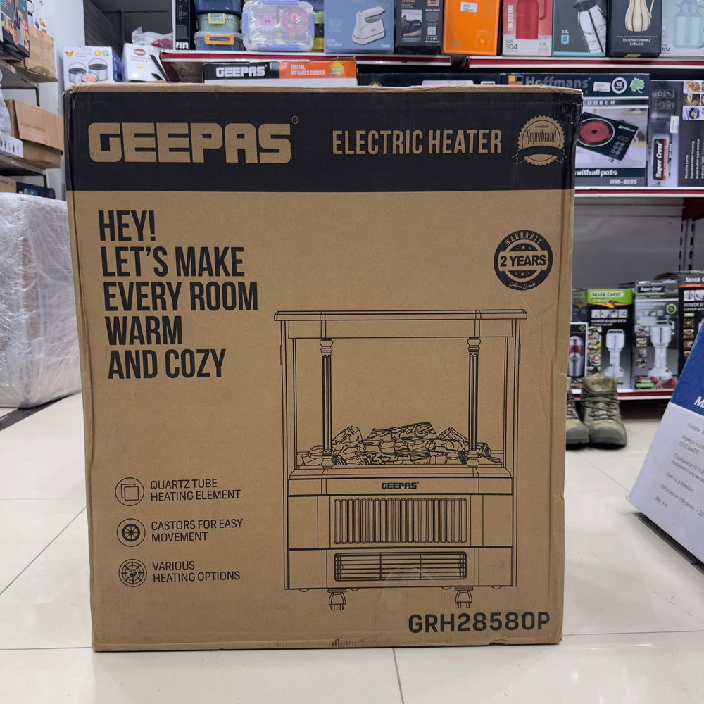 Geepas Quartz Tube Log Flame Effect Electric Heater 28580