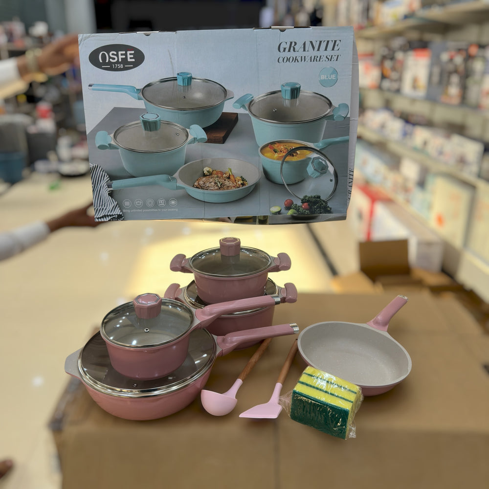 Osfe 9pcs Granite Non-Stick Cookware Set