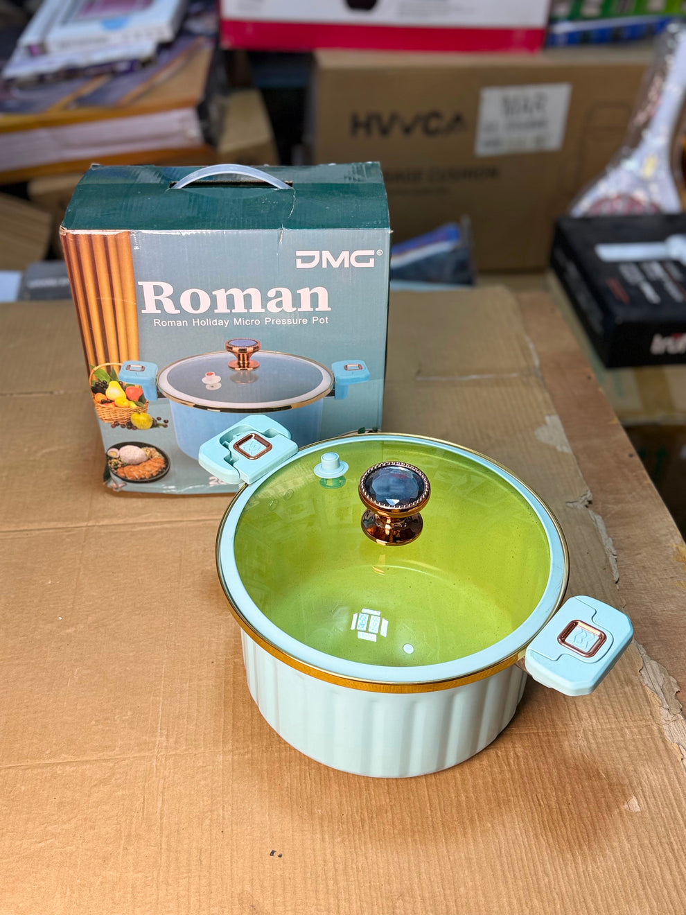 DMG Roman Holiday Micro Pressure Pot – 8L Low-Pressure Non-Stick Cookware 28cm Micro Pressure Cooking Pot DMG | Universal Stove Compatible Granite Pot