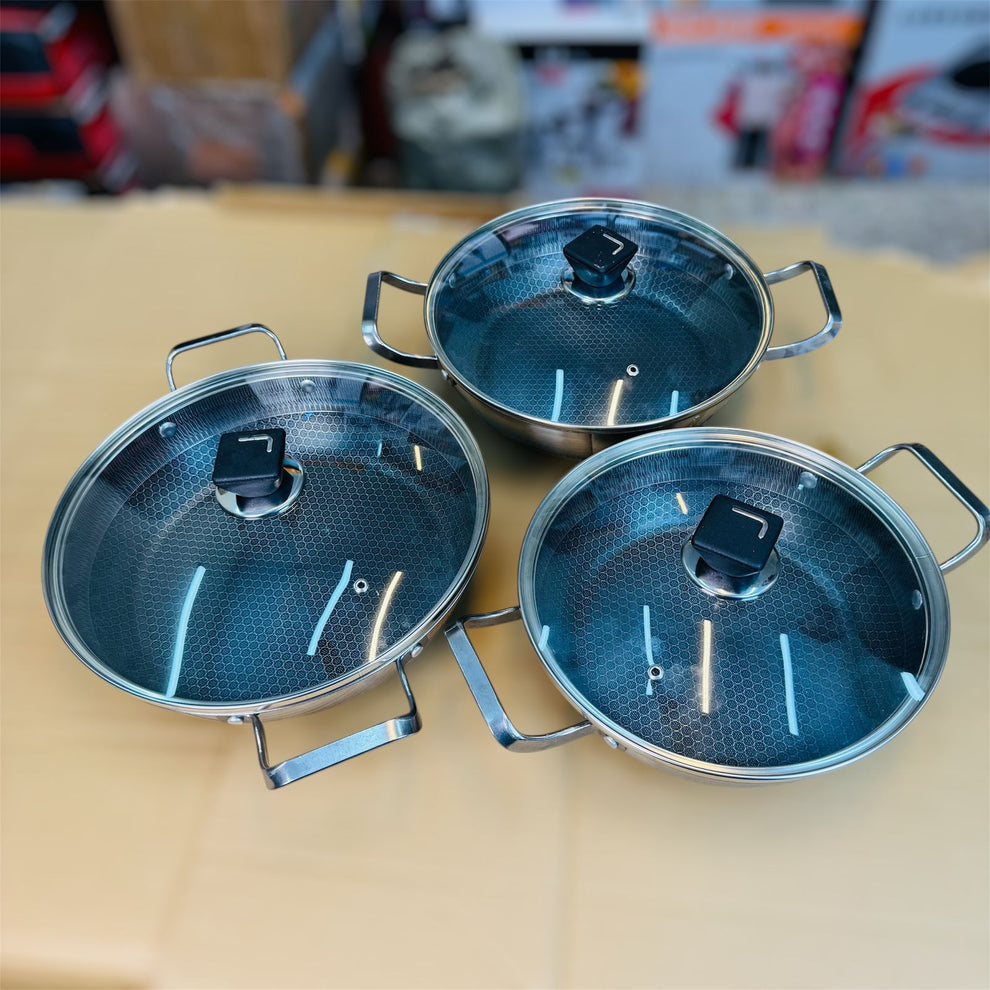 Germany lot honeycomb shallow fry pan set