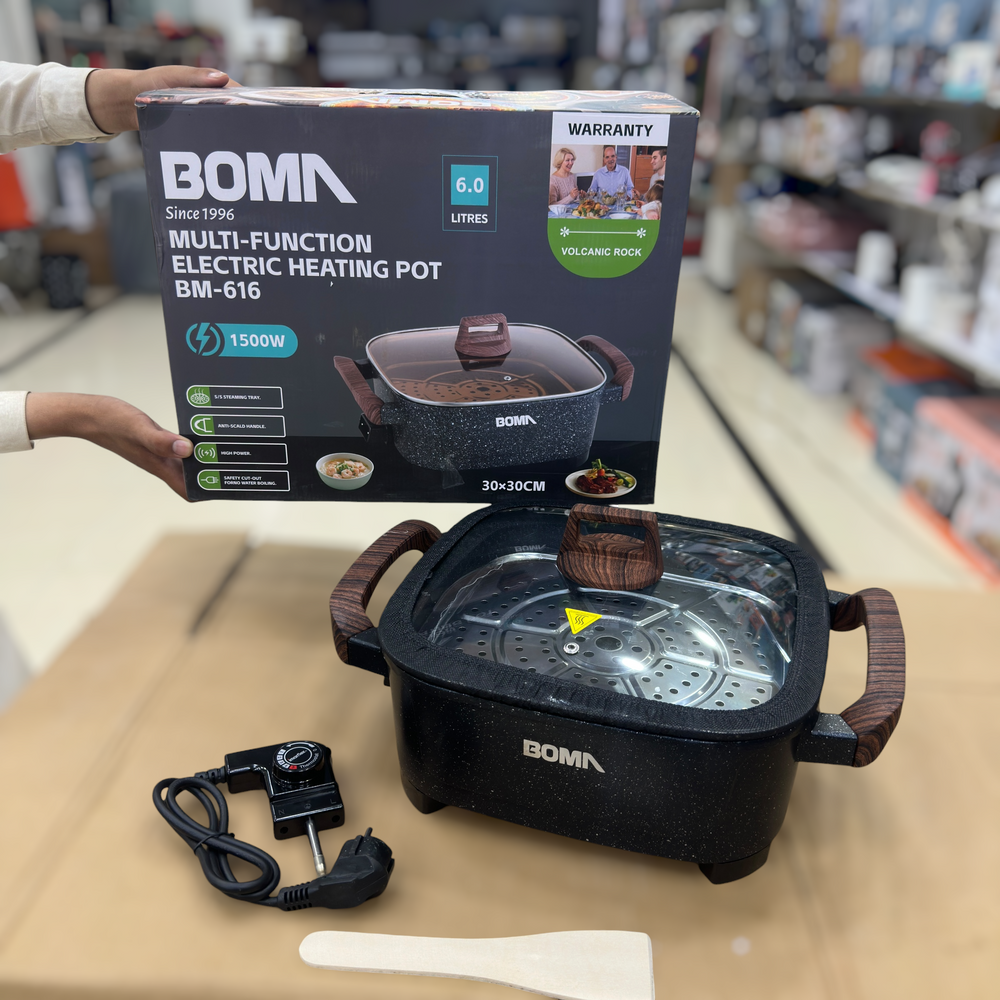 Boma 6L Multi-Function Electric Heating Pot BM-616 – Non-Stick Electric Cooker & Hot Pot
