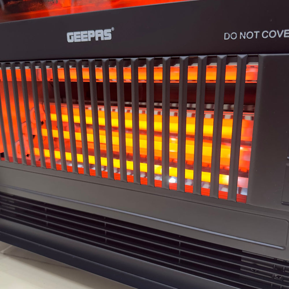 Geepas Quartz Tube Log Flame Effect Electric Heater 28579