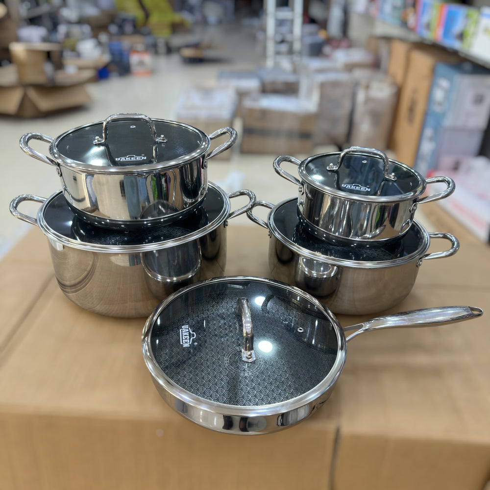 Uakeen 10pcs Triply Stainless Steel Cookware set VK-32