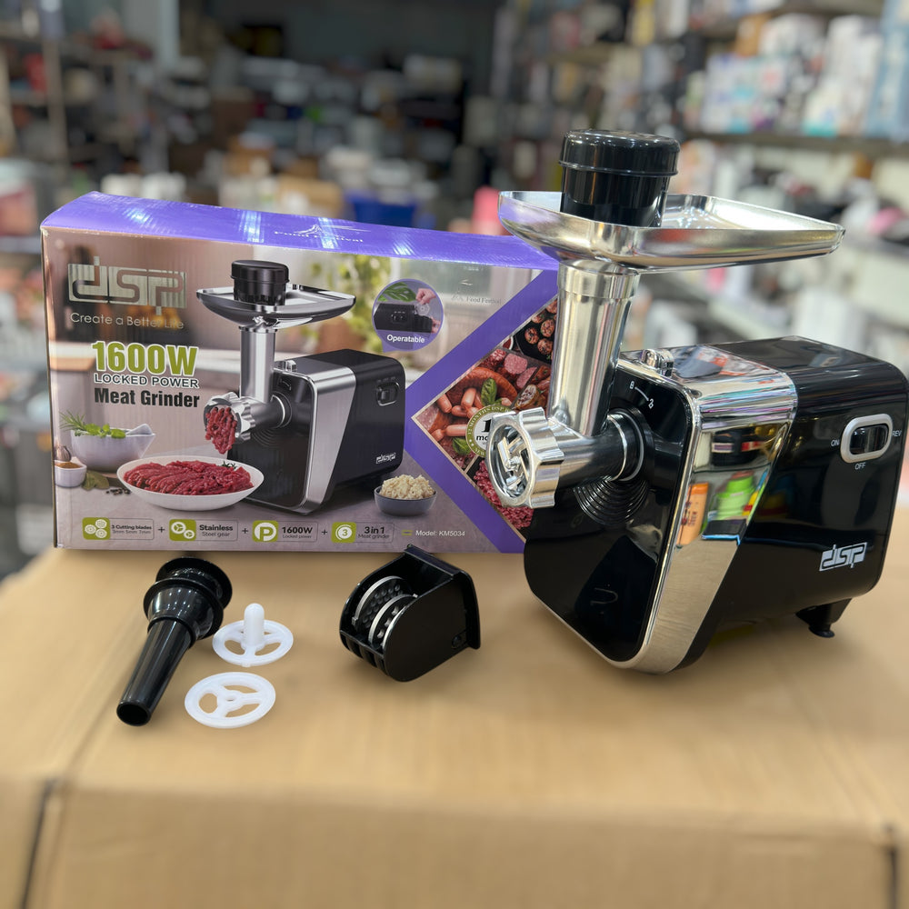 DSP 1600W Meat Grinder KM5034 – Powerful Mincer & Sausage Maker KM5034 DSP Electric Meat Grinder | 1600 Watt Fast & Efficient Grinding Machine