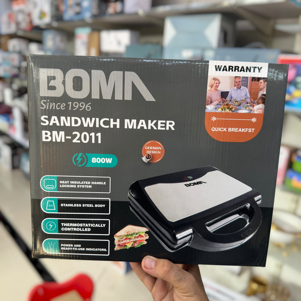 Boma 800W Sandwich Maker BM-2011 – Fast Heating Non-Stick Toastie Machine BM-2011 Boma Electric Sandwich Grill | 800 Watt Compact Breakfast Maker