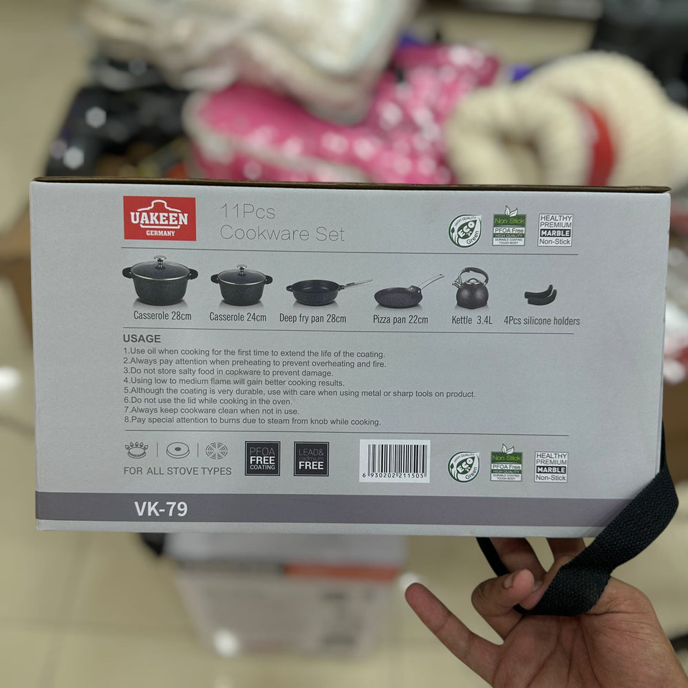 Uakeen Germany Induction Die-Cast Granite Cookware Set 11pcs VK-79