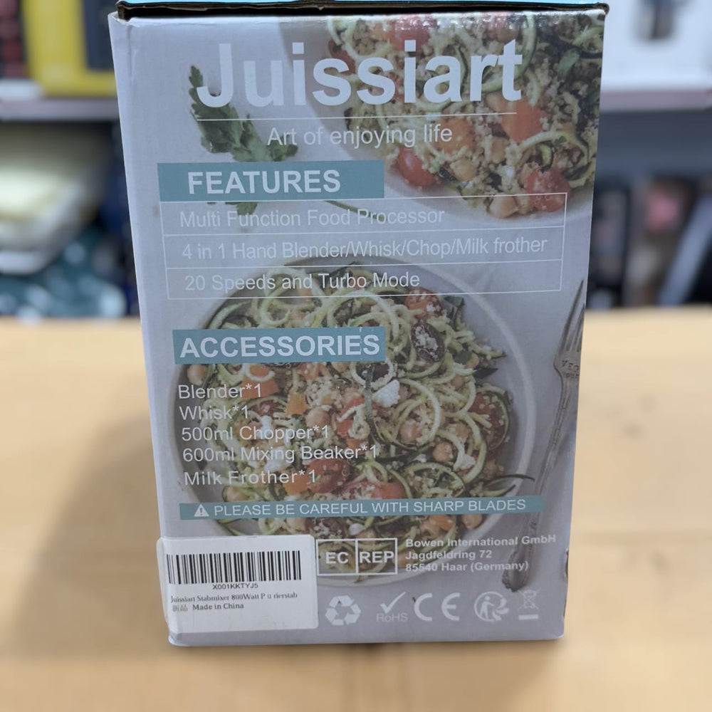 Juissiart 4 in 1 Hand Blender Set – Multifunctional Hand Blender with Chopper, Whisk & Beaker