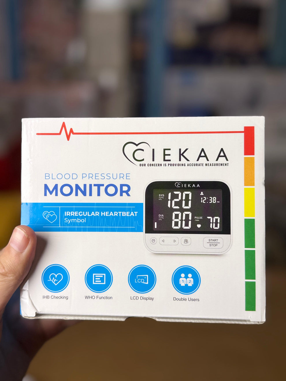 CIEKAA Blood Pressure Monitor Accurate Automatic Digital BP Machine for Home Use &amp; Pulse Rate Monitoring Meter with Cuff 22-42 cm,2x120 Sets Memory,Backlit Display, Includes Batteries, Carrying Case