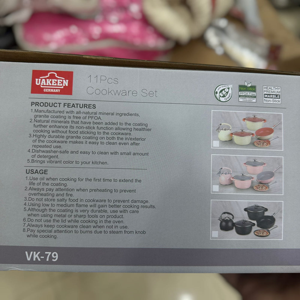 Uakeen Germany Induction Die-Cast Granite Cookware Set 11pcs VK-79