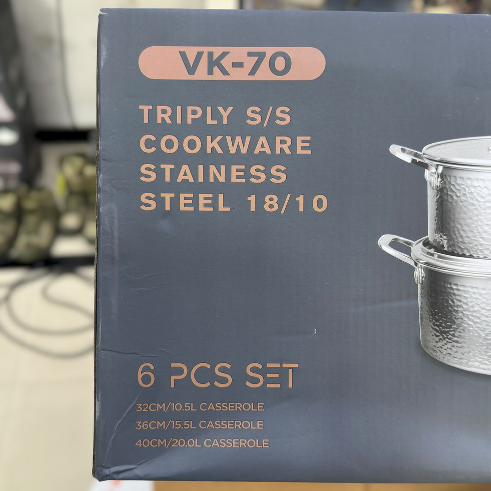 Uakeen 6pcs Triply Stainless Steel Cookware set VK-70