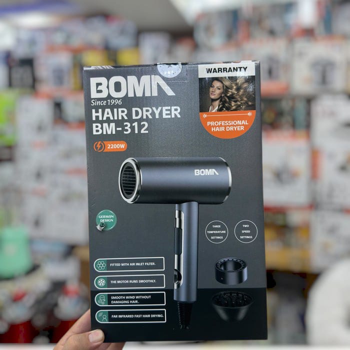 Boma Professional Hair Dryer BM-312 – Fast Drying, Lightweight Design BM-312 Boma Hair Dryer | Powerful Motor for Salon-Style Blowouts
