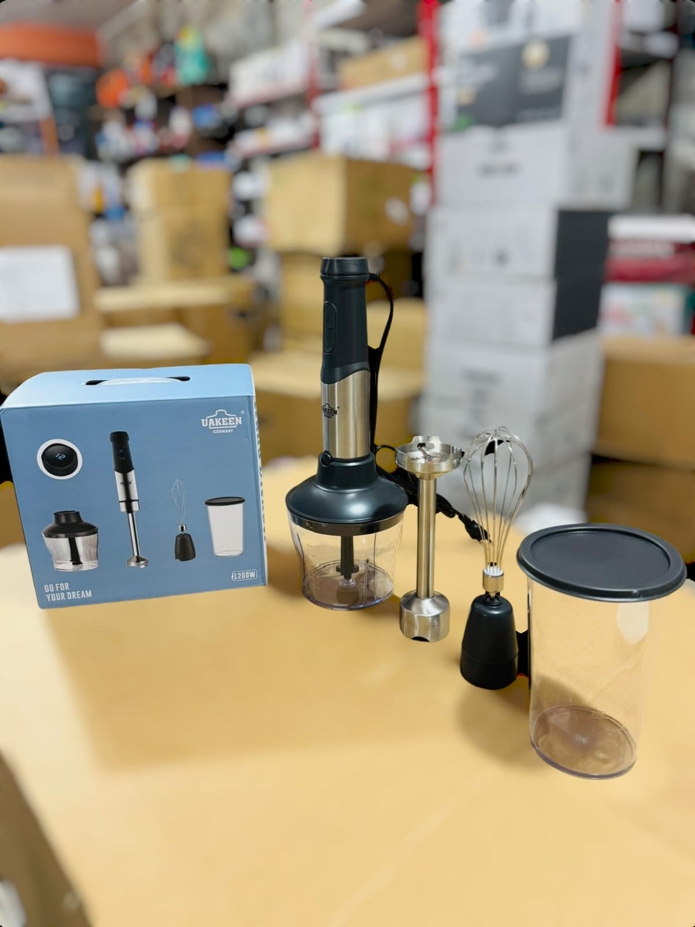 Uakeen Digital 4 in 1 Hand Blender Set ZL-515 – Multifunctional Blender with Chopper, Whisk & Beaker