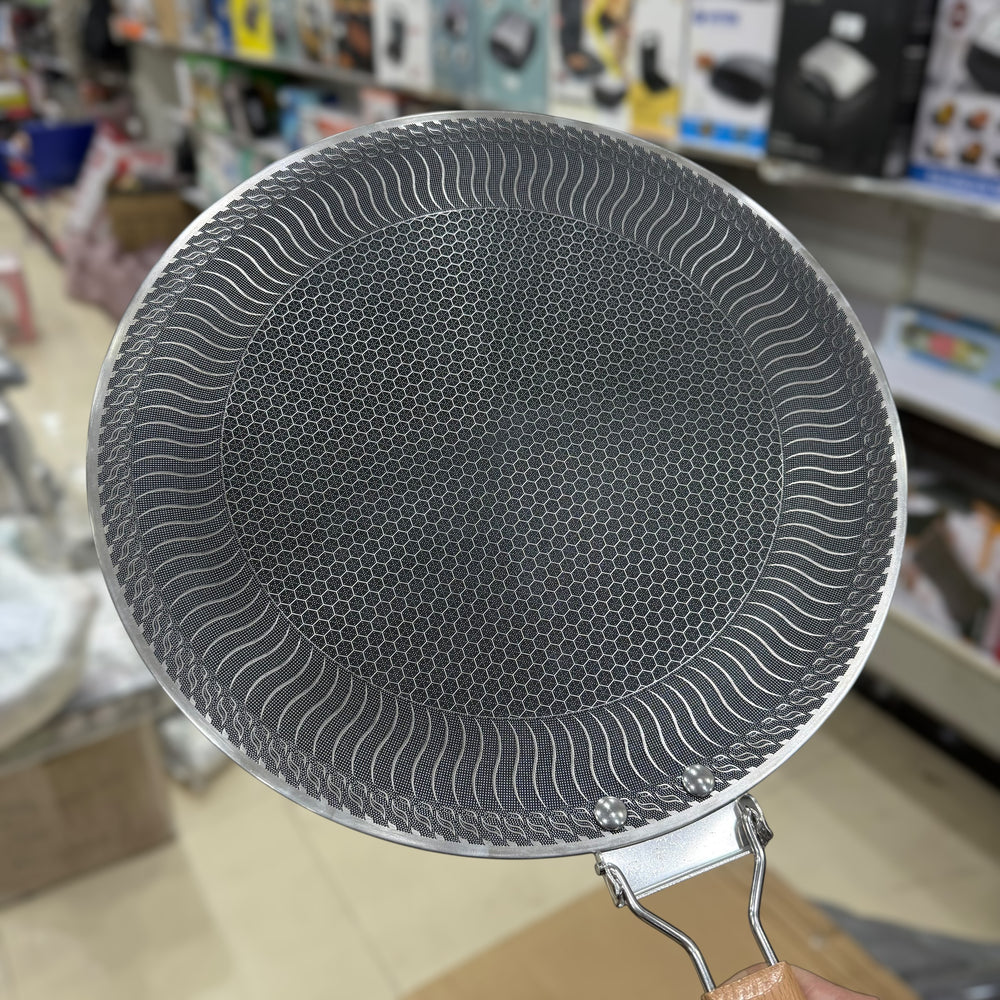 Foldable Wooden Handle Laser Coated Tawa