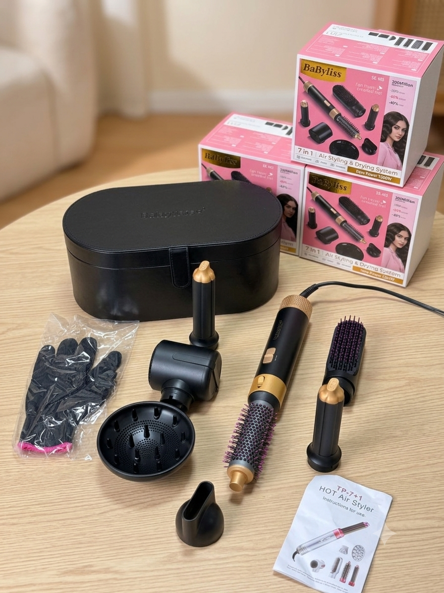 7-in-1 Professional Air Styling & Drying System | Multi-Functional Hot Air Styler & Curler Set