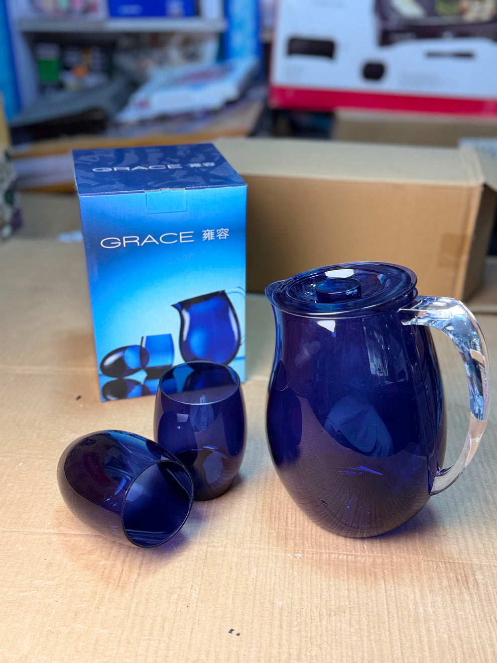 GRACE Water Pitcher & Tumbler Set – BPA-Free Acrylic Drinkware Collection Elegant Shatterproof Pitcher Set with Glasses | GRACE Premium Acrylic Serveware
