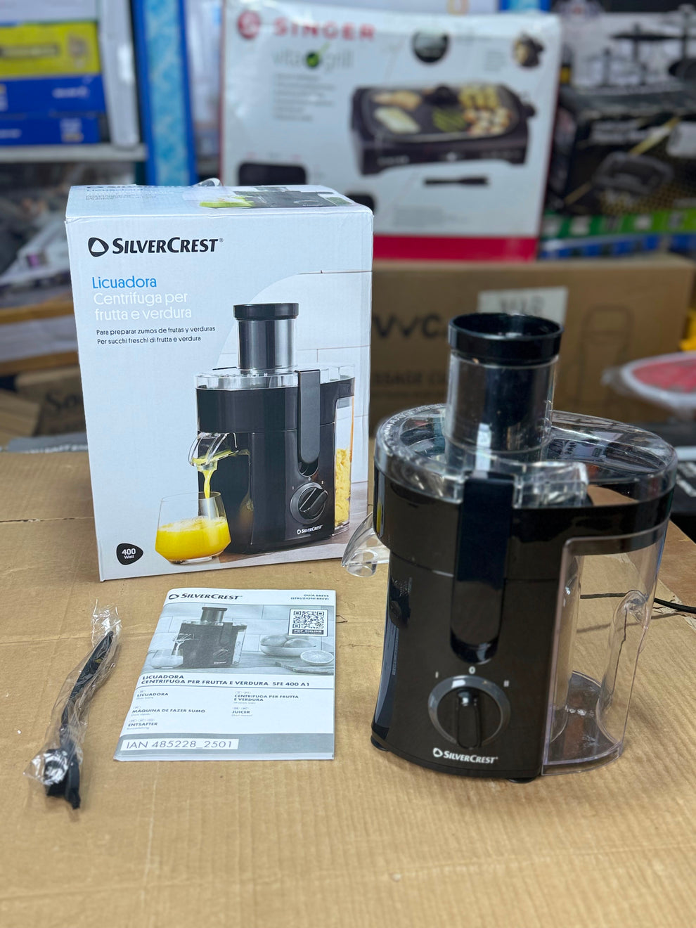 SilverCrest 400W Fruit & Vegetable Juicer SFE 400 A1 – Dual-Speed Centrifugal Extractor SFE 400 A1 SilverCrest Juicer | Stainless Steel Micro-Mesh Filter, Continuous Juicing