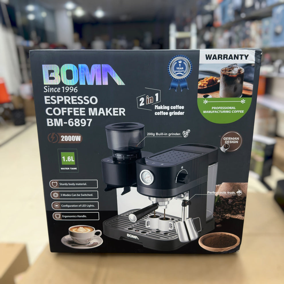 Boma 2 in 1 Espresso Coffee Machine with Grinder BM-6897