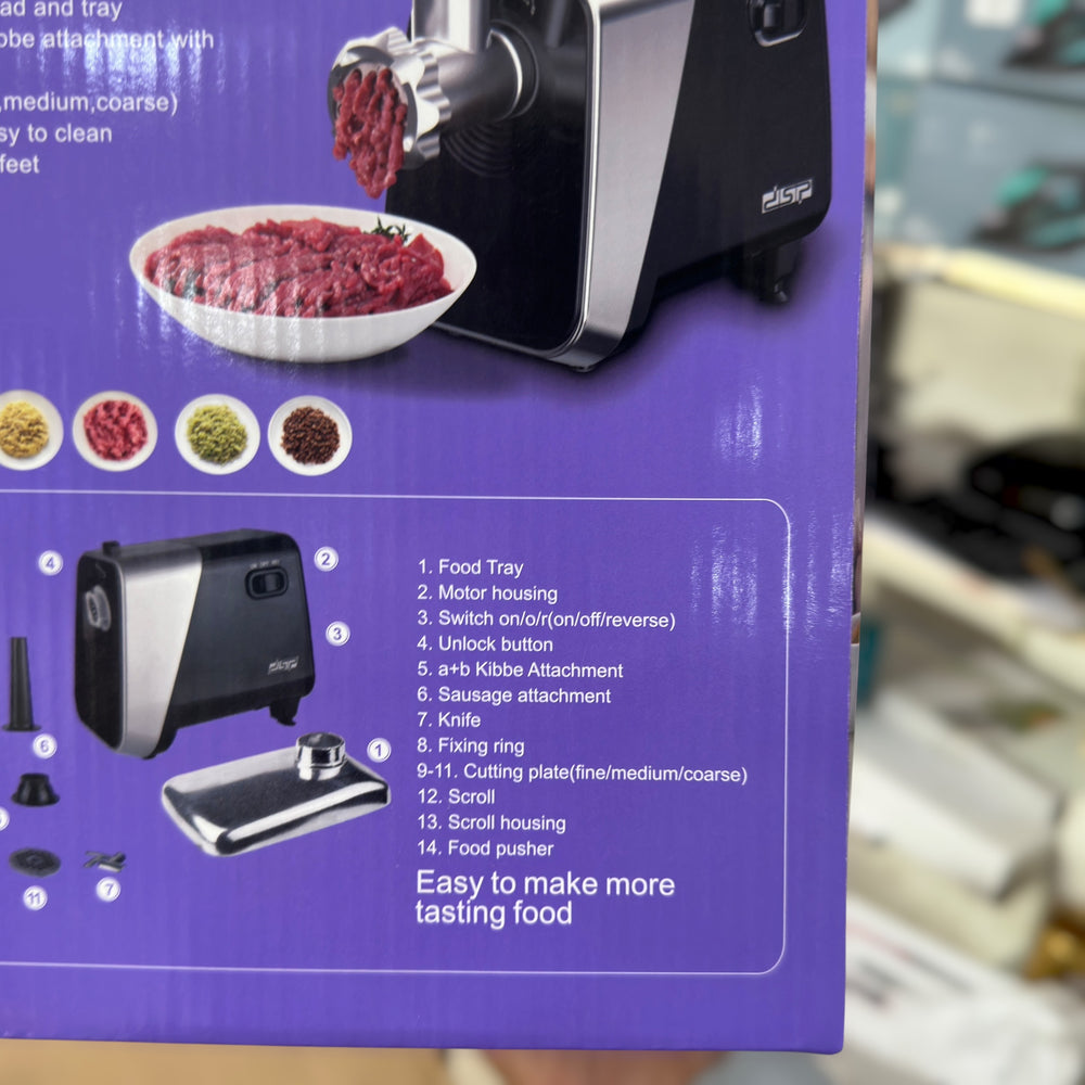 DSP 1600W Meat Grinder KM5034 – Powerful Mincer & Sausage Maker KM5034 DSP Electric Meat Grinder | 1600 Watt Fast & Efficient Grinding Machine