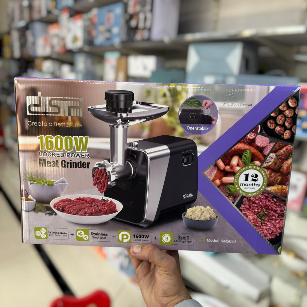 DSP 1600W Meat Grinder KM5034 – Powerful Mincer & Sausage Maker KM5034 DSP Electric Meat Grinder | 1600 Watt Fast & Efficient Grinding Machine